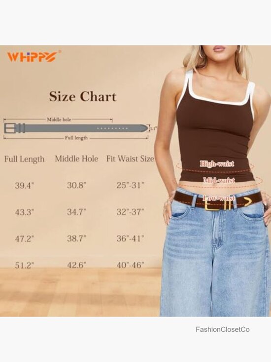 Women\'s Brown Leather Belt with Gold Buckle by main image 7